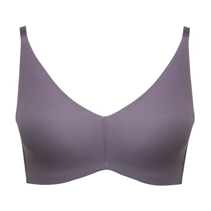 Wireless smoothing bra in muted mauve photographed flat with comfort-first framing